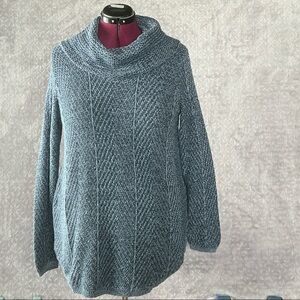 eight eight eight Blue Textured Cowl Neck Sweater